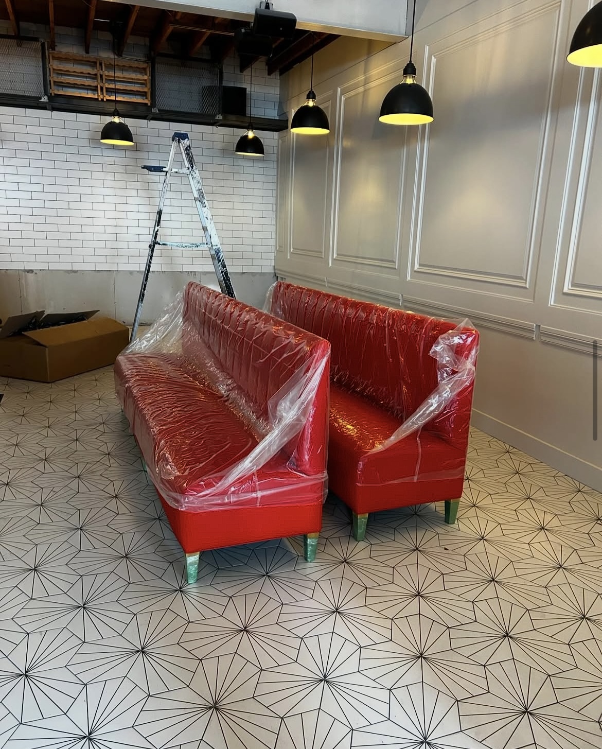 Restaurant booth with custom banquette seating