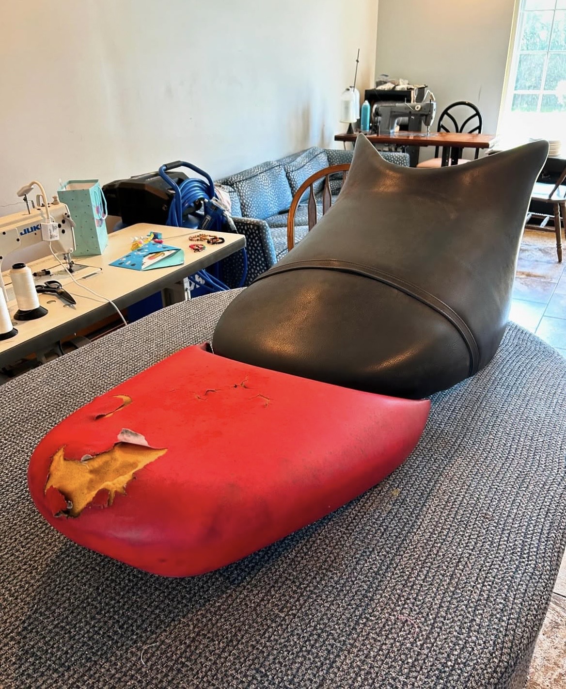 Before — upholstery restoration by Fabricio's Upholstery Shop