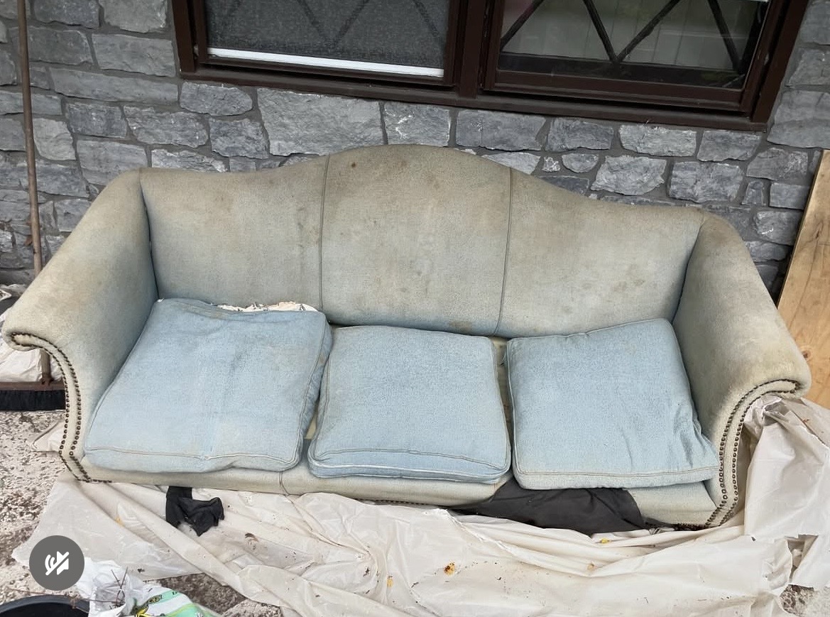 Before — upholstery restoration by Fabricio's Upholstery Shop