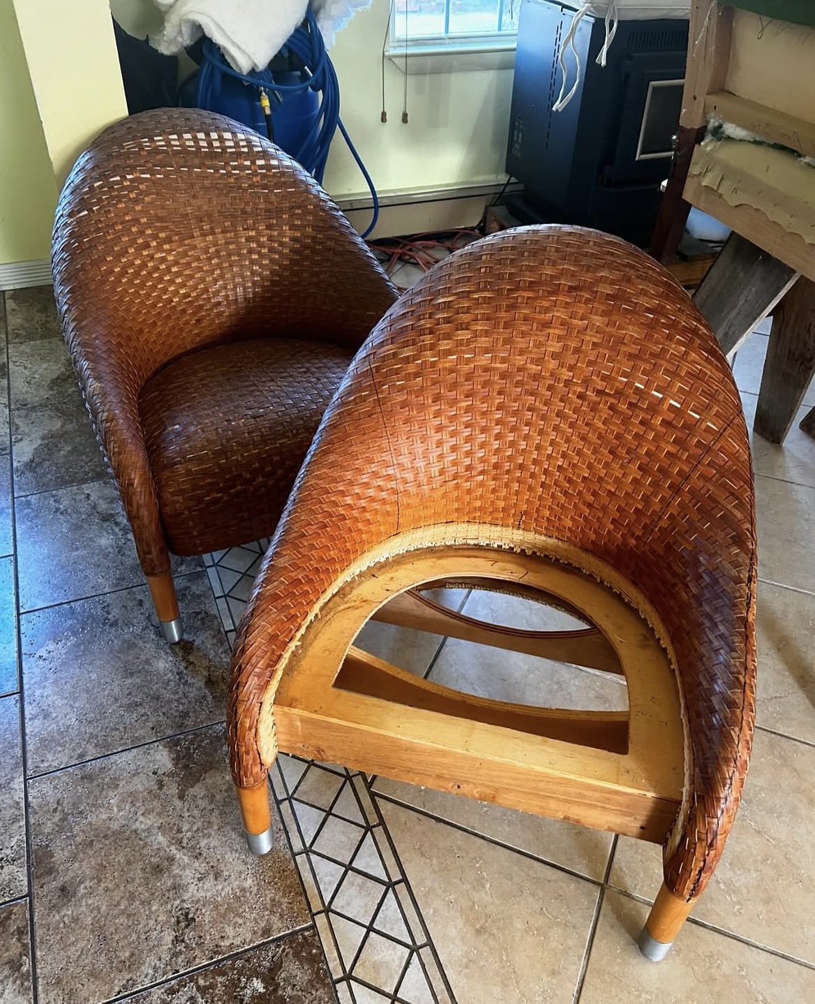 Before — upholstery restoration by Fabricio's Upholstery Shop