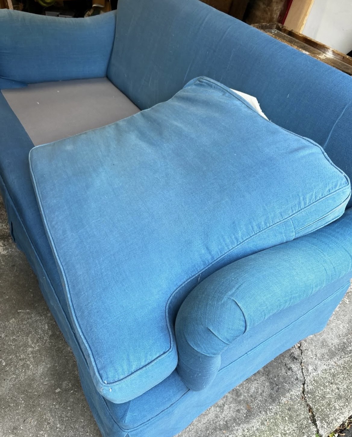 Before — upholstery restoration by Fabricio's Upholstery Shop