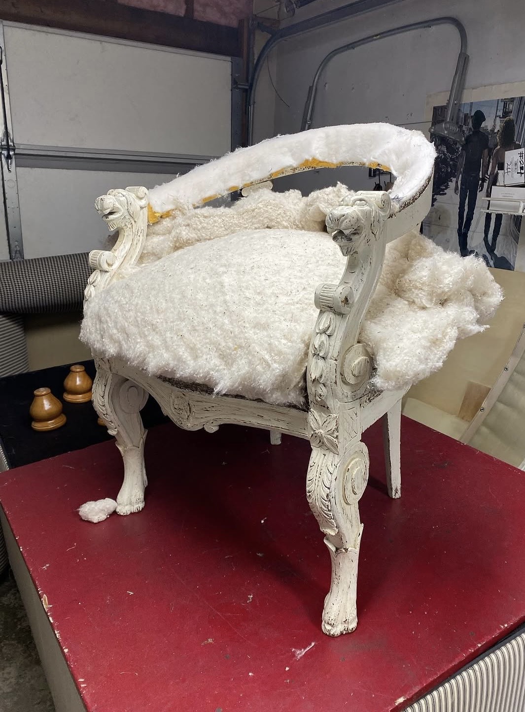 Before — upholstery restoration by Fabricio's Upholstery Shop