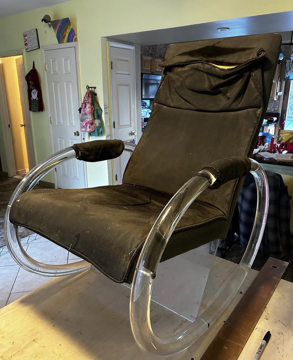 Before — upholstery restoration by Fabricio's Upholstery Shop
